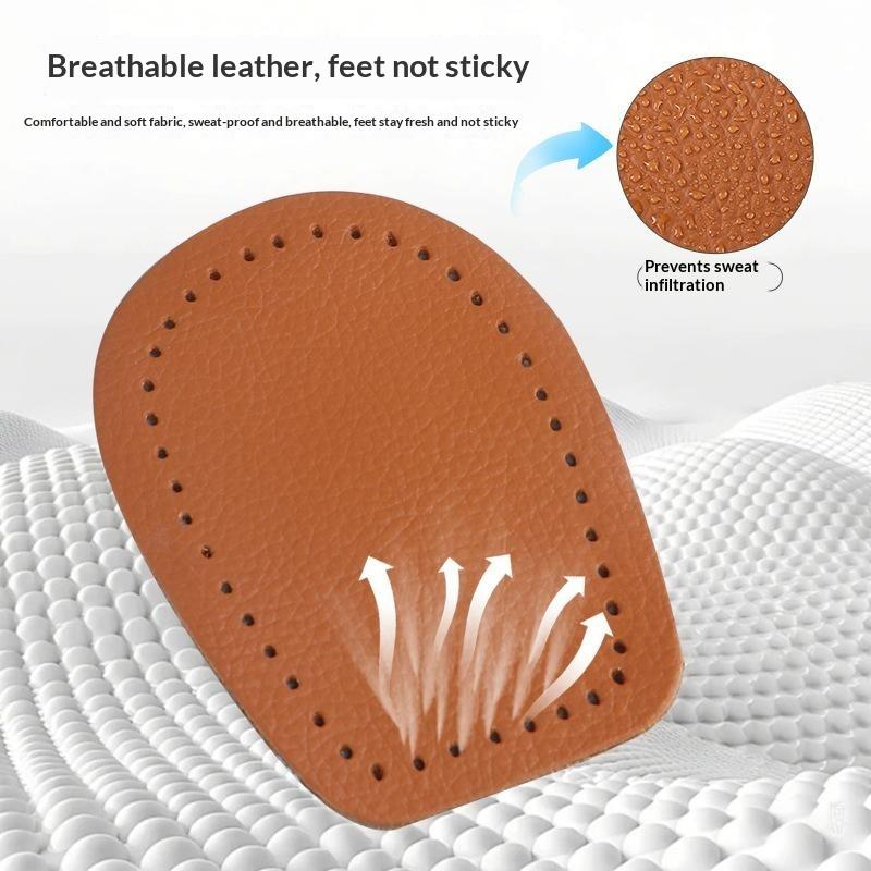 1 Pair Cowhide Latex Height Increase Insoles Breathable High Elastic Shock-Absorbing Insole For Daily Walking Long Standing