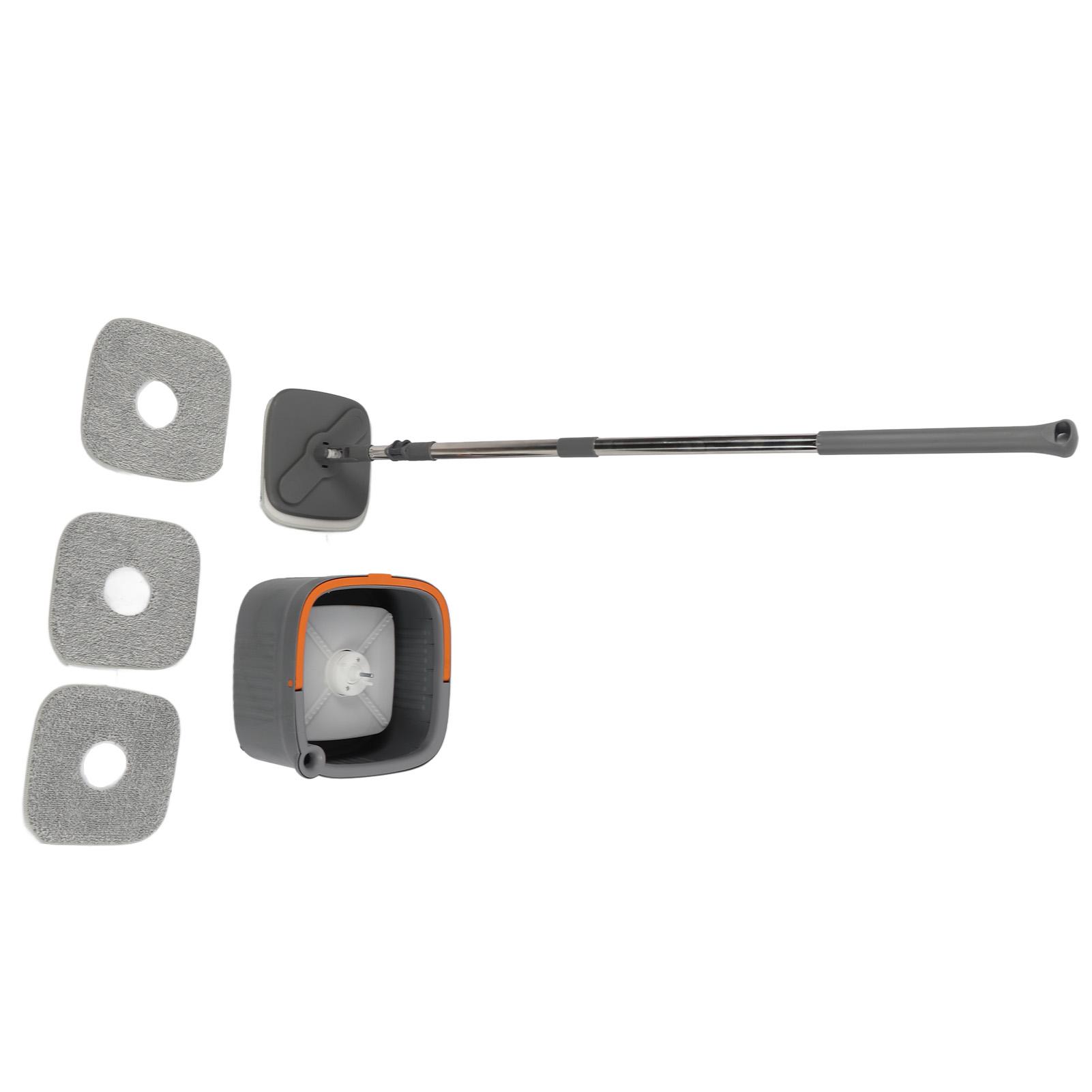 

Rotating Mop Bucket Set Self Wringing Wet Dry Use Microfiber Spin Mop Cleaning Set with Replacement Mop Pads 4 Mop Pads серый