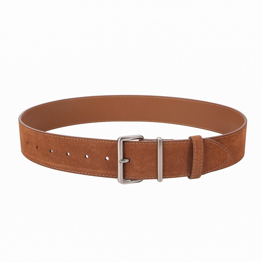 Fashion 4.5cm widened deerskin nubuck women's belt with silver square pin buckle for coat decoration designer
