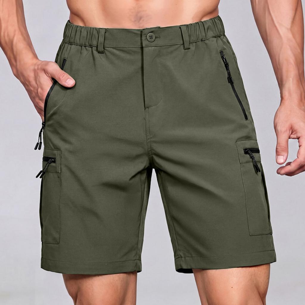 Men's Casual Drawstring Waist Lightweight Stretch Athletic Shorts with Zip Pockets Comfortable Fit Breathable Fabric