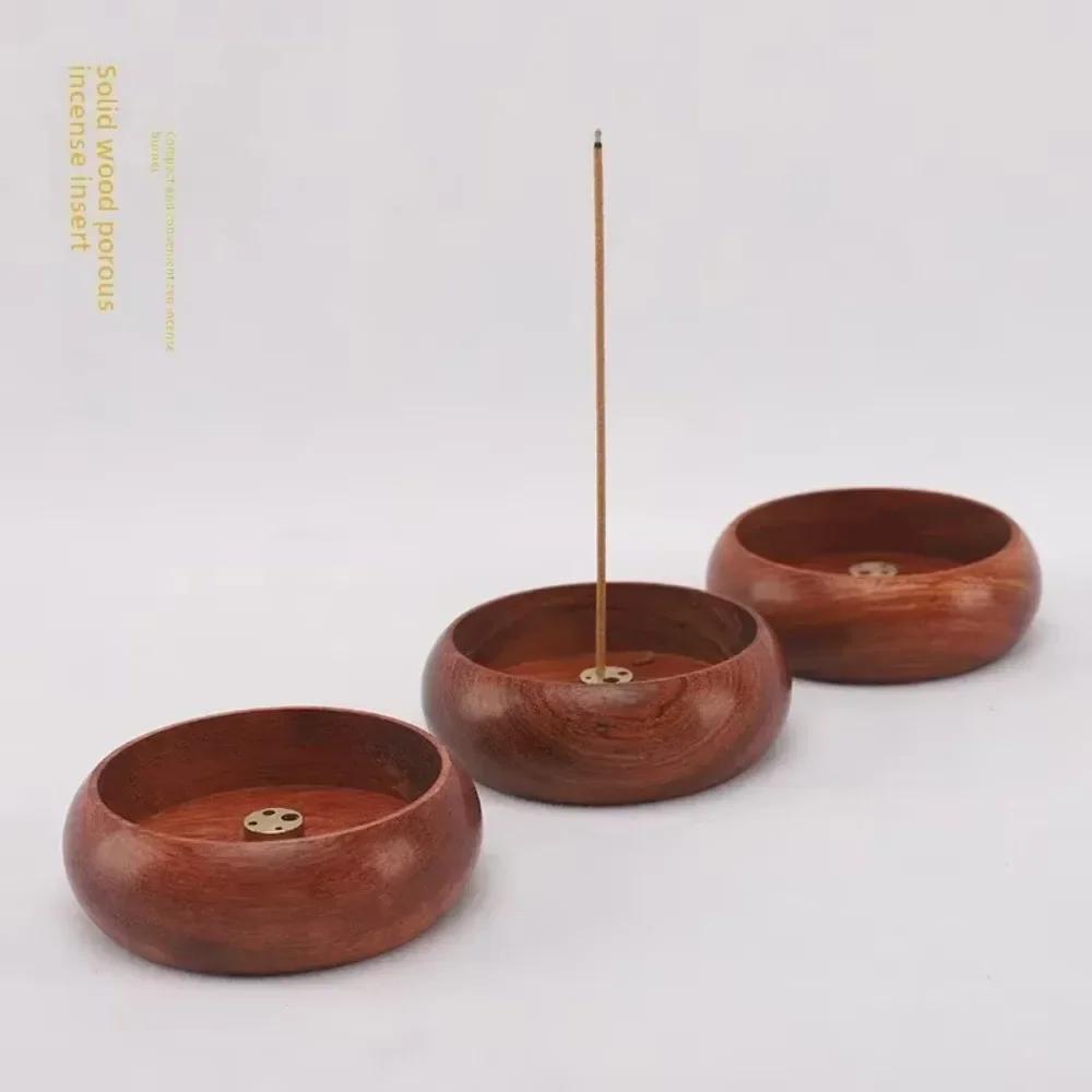 Solid Wood Incense Burner Incense Stick Holder Mini Circular Incense Stove Indoor Incense Tray Multi Hole Home Ornament Decor