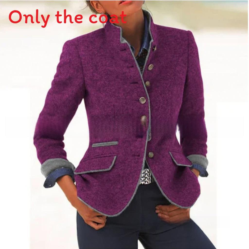 Blazer da Donna in Misto Lana con Design Color Block per l'Ufficio Casual