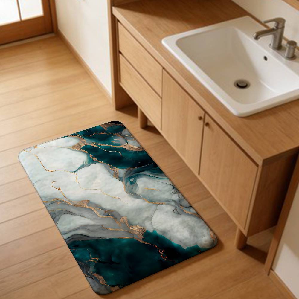 Fashion Marble Bathroom Mat Retro Multiple Choice Living Room Kitchen Rug Non-Slip Bedside Mats