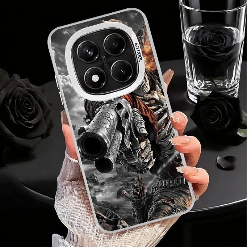 Reaper Skull Skeleton Gun Soft Phone Case for Xiaomi Redmi Note 13 14 15 Pro Plus 12S 12 11S 11 11T 10S 10 Shockproof Cover Back