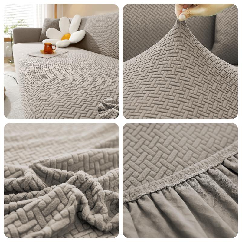 Elastic Sofa Covers Geometric ArmChair Knitted Sofa Couch Slipcovers Chair Protector 1/2/3/4/5 Seater Solid Slipcovers Set