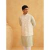 SOJANYA (Since Men' Silk Blend Self Design Pista Kurta with Pyjama & Nehru Jacket