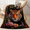 Tiger And Roses Blanket Suitable for Offices, Travel, Living Rooms Also a Good Gift for Friends and Family Suitable for All Seasons.