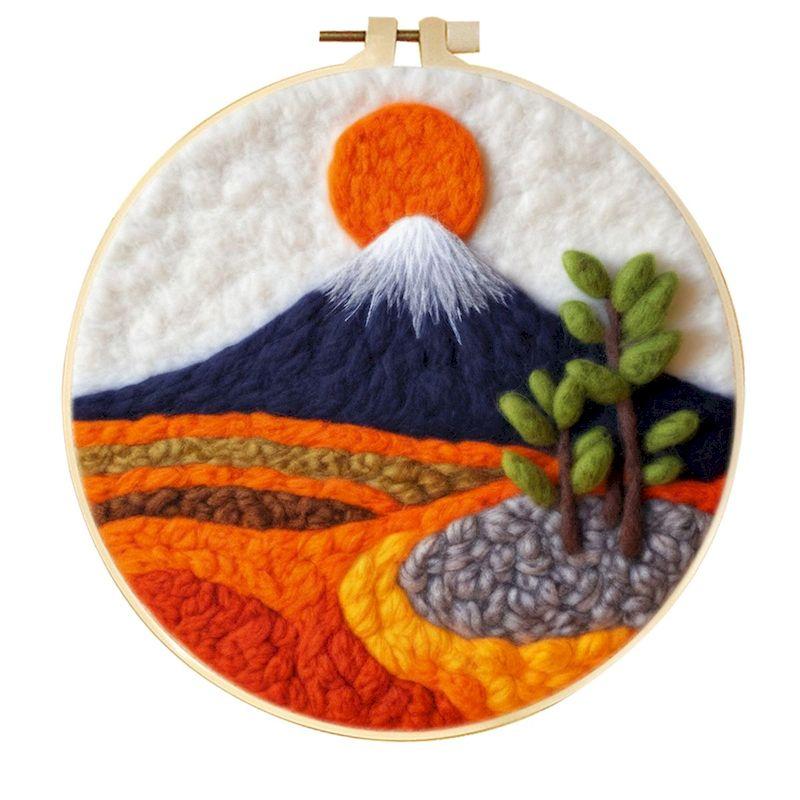CHENISTORY DIY Wool Needle Felting Kit Creative Felt Landscape Picture Creative Felting Painting Handmade For Beginners Set