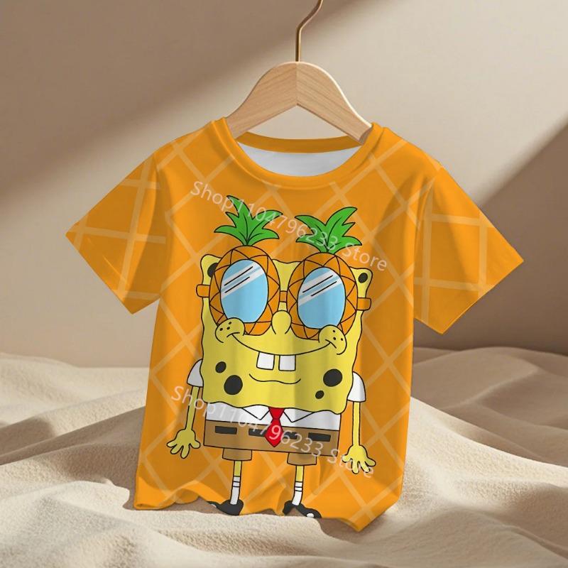 Cute Cartoon Spongebobs Baby Clothing Outdoor Clothes Boy Girl Child Women's Tshirts Children Adult Parent Child T Shirts