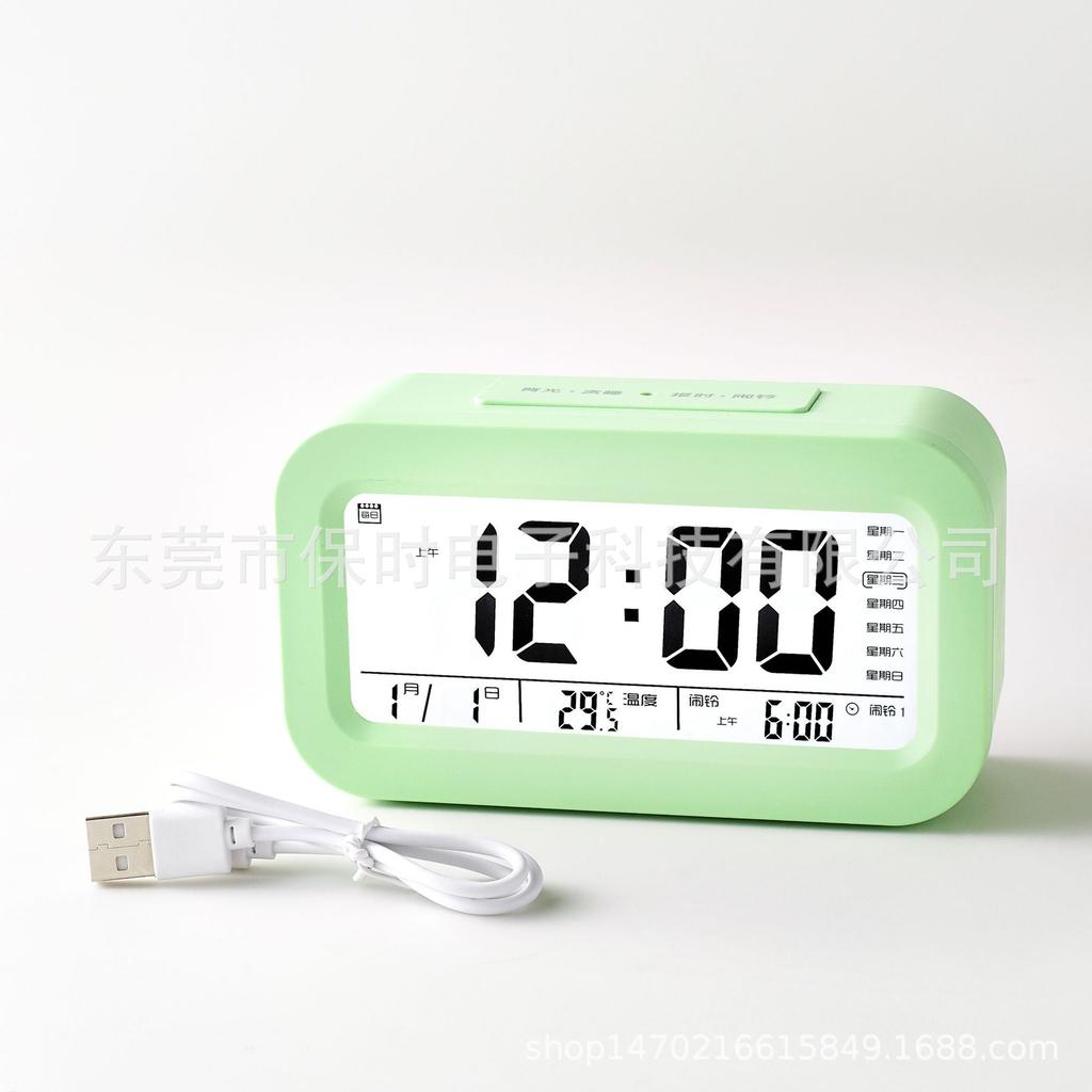 New alarm clock, smart charging model, voice timekeeping electronic clock, children's living room, small alarm clock, backlit creative digital clock