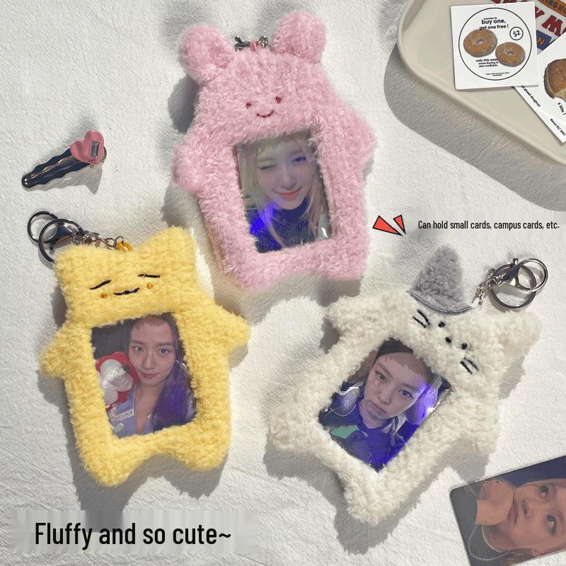 Cartoon Animal Keychain: 3-Inch Transparent Card Holder & Storage Sleeve