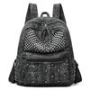 Zaino di Moda in Tessuto di Cotone Denim con Borchie Super Cool e Cerniera Solida per Donne 2026 Alta Qualità Grande Capacità Stile Designer Borsa da Scuola
