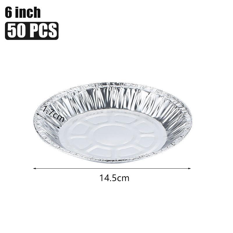 50pc Oil-proof Aluminum Foil Tin Box Round Disposable Bbq Tray Non-stick Liner Steaming Basket Mat For Cake Pastry Food Bakeware