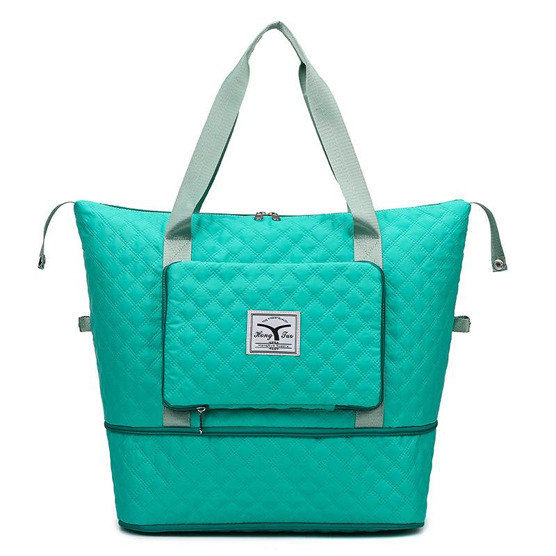 Rhombus dry and wet separation sports shoulder bag large capacity travel bag foldable expansion yoga fitness bag