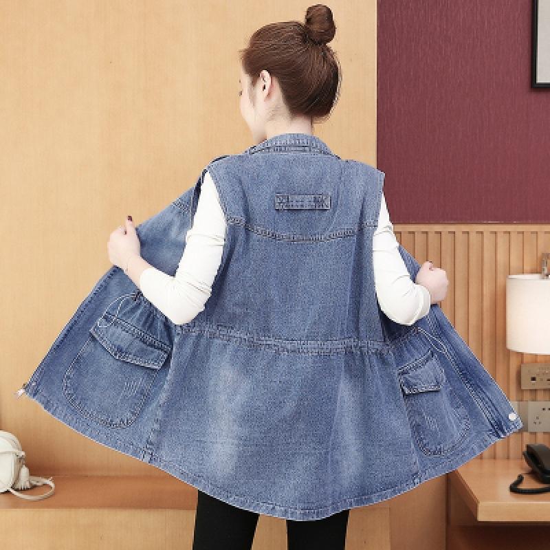 Vintage Denim Vest Women Spring Autumn Sleeveless Jacket Ladies Temperament Loose Korean Elegant Waistcoat