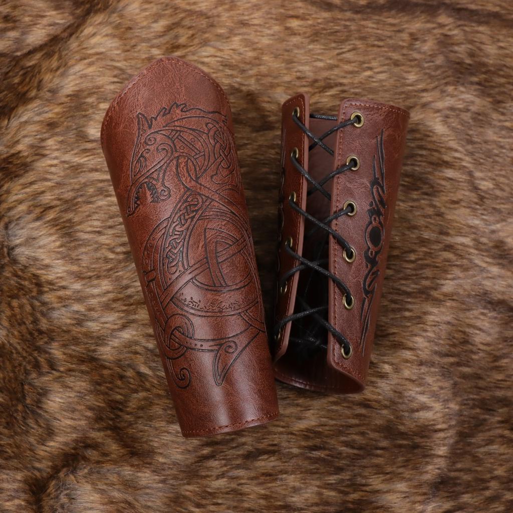 Wikinger Armschienen Mittelalterliche Leder Armrüstung Stulpe Lederstulpe Armband Punk Armschützer Geschnallte Vambrace Handschuhe Für Männer Frauen