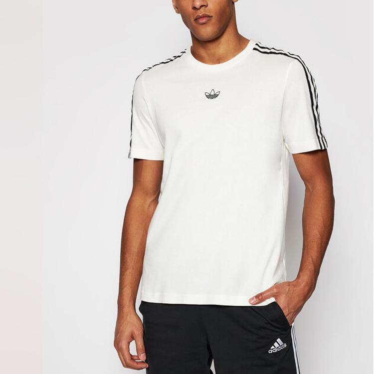 Adidas Originals Trefoil Sprt 3-Stripes Casual Crewneck Short Sleeve T-Shirt Men Tops White GN2422