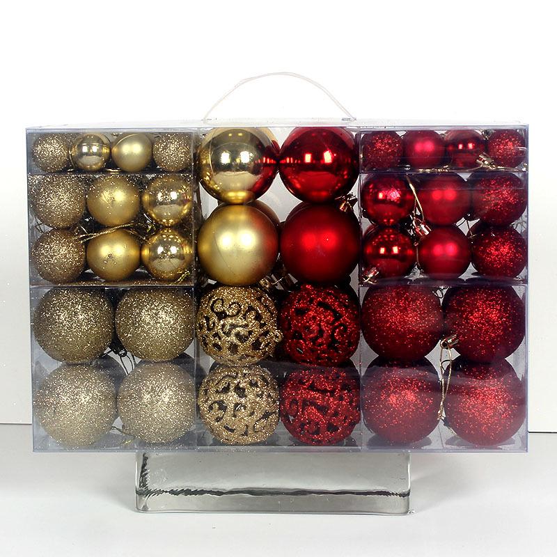 100-Piece Set of 3-6cm Shiny & Matte Pink Christmas Ornaments in PVC Box