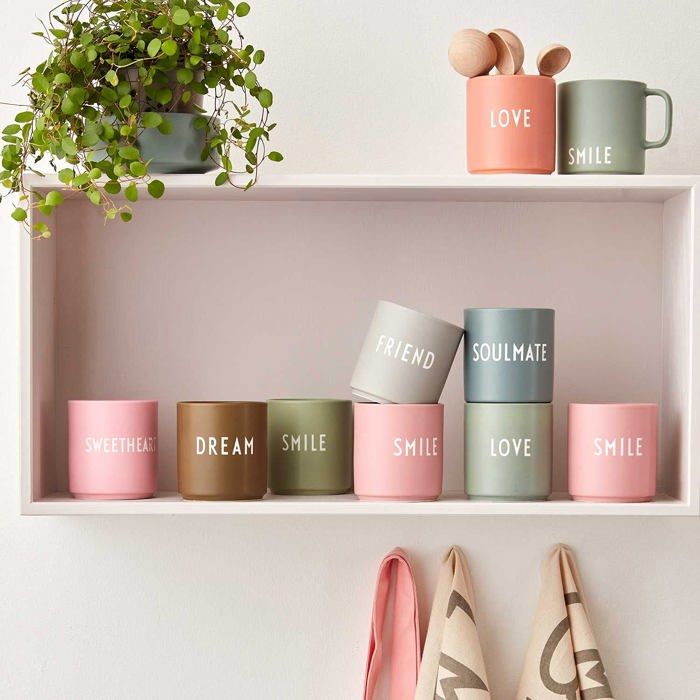 Tasse - design letters - porcelaine - 250 ml - noir - durable