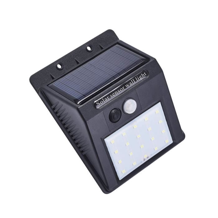 Applique extérieure - APPLIQUE - 20LED - Solaire - Détecteur de mouvement - Noir