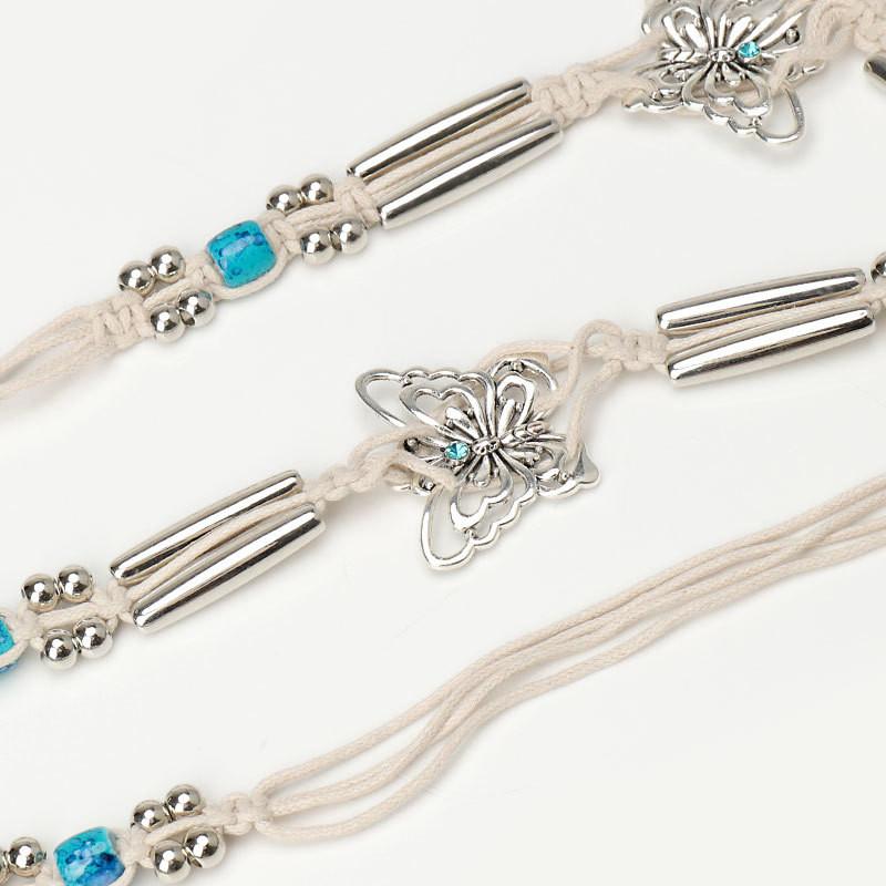 Retro Bohemian Waist Jewelry With Butterfly Element Handcrafted Wax Rope For Festival Dress Accents