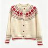 Jacquard autumn and winter new knitted cardigan sweater women's loose soft waxy casual lazy style versatile coat top long sleeve