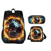 Soccer New Round Front Bag Backpack Pencil Case Shoulder Bag 3Pcs Set the Best Companion for Male and Female Students In School