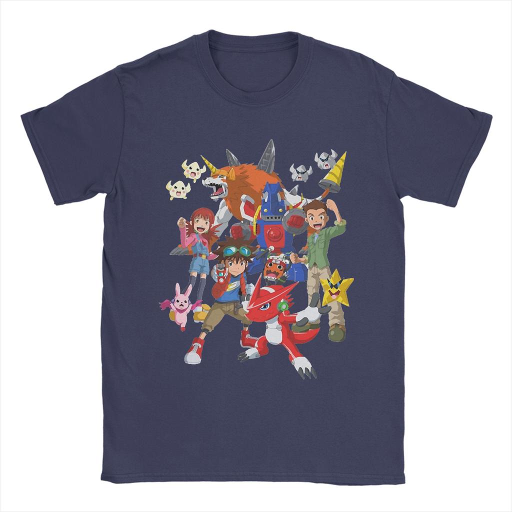 Digimon Anime T Shirt Men Women's 100% Cotton Funny T-Shirt Round Neck Agumon Monster Tees Short Sleeve Clothing Plus Size