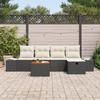 Garden Sofa Set with Cushions 6 pcs Black Poly Rattan