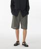 Linen-Like One-Pleat Wide Elastic Shorts [Khaki Gray]