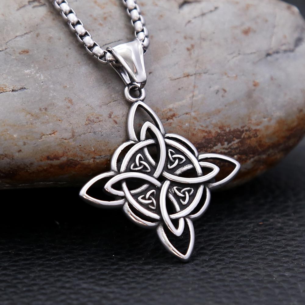 Simple Viking Witch Knot Pendant Punk Stainless Steel Celtic Knot Necklace Men Women Amulet Jewelry Gift Dropshipping
