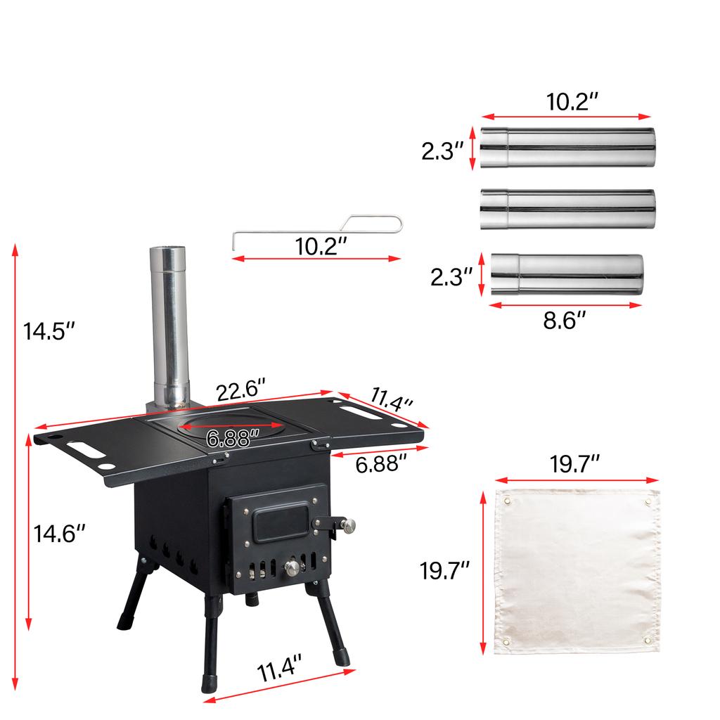 Mini Tent Stove With Chimney Outdoor Firewood Stove Stainless Steel Wood Burning Stove For Backpacking Fishing Camping Furniture