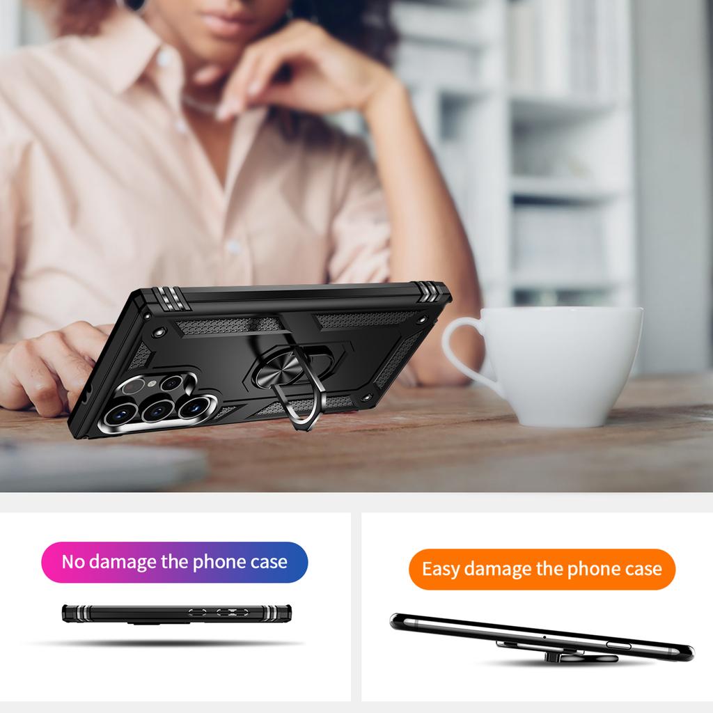 For Samsung Galaxy S24 Ultra Case TPU+PC Ring Kickstand Phone Back Shell