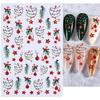 1PC 3D Luminous Colorful Light Christmas Nail Stickers Green Pine Branch/Red Bauble Star Nail Decals Adhesive Holiday Nail Decor