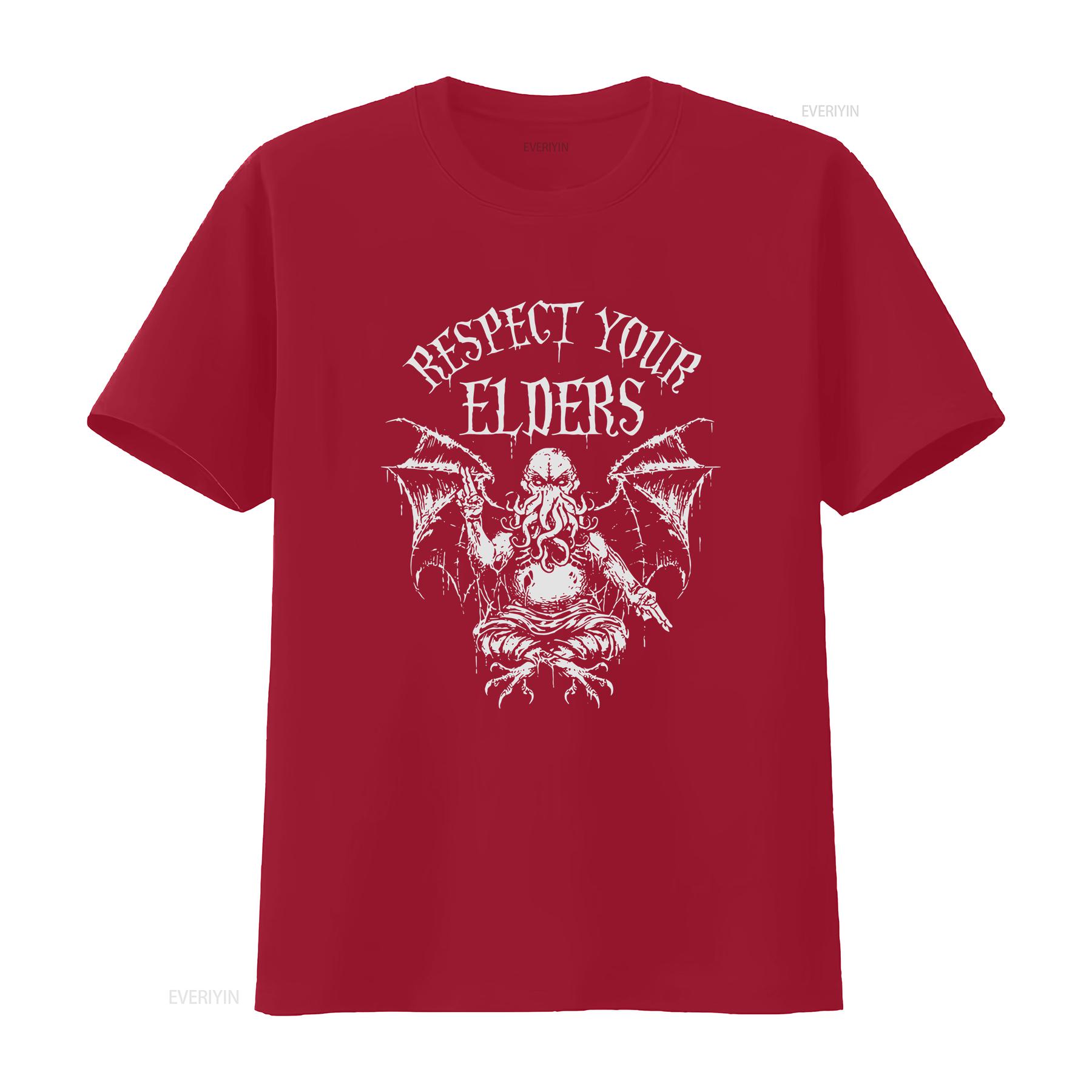 Cthulhu Respect Your Elders T Shirt H P LovecrafT Sizes vintage Washed Versatile Casual graphic fashion streetwear S