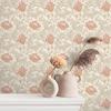 VEELIKE Wallpaper Floral Removable Damask Leaf Heat Sticker Cutting Wall Removable Fusuma Vintage Sticker, Pattern, Wallpaper, Beige, Style, Pattern,