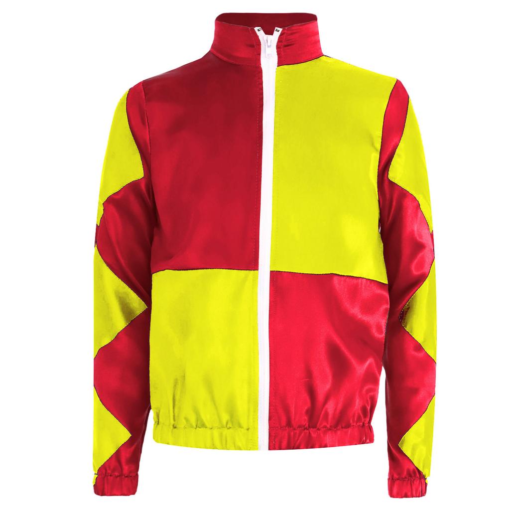Girls Horse Riding Costume Long Sleeve Color Block Zipper Jacket Patchwork Design Halloween Dress Up