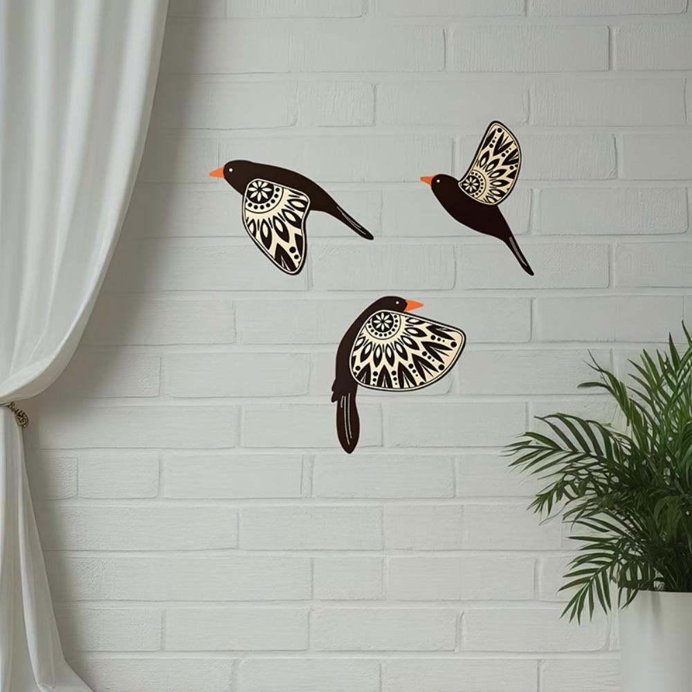 3/5 Pcs 3/5 Pcs Wooden Bird Ornaments Easy Installation Wood Flying Bird Ornaments  Home