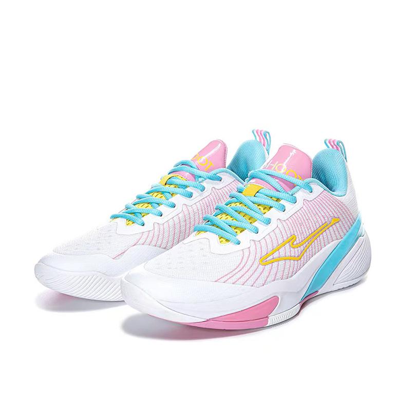 Hongxing Erke Trendy Comfortable Shock Absorbing Breathable Low Top Basketball Shoes Men sneakers White Pink Blue 11124304094-001