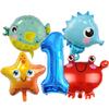 Ocean Crab Seahorse Starfish Dolphin Aluminum Film Balloon Birthday Party Styling Balloon Set