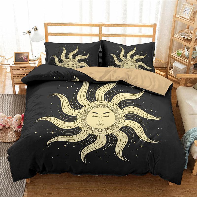 Bohemian Mandala Duvet Cover Golden Sun And Moon 3D Print King Queen Bedding Set Microfiber Dreamcatcher Quilt Cover Pillowcase