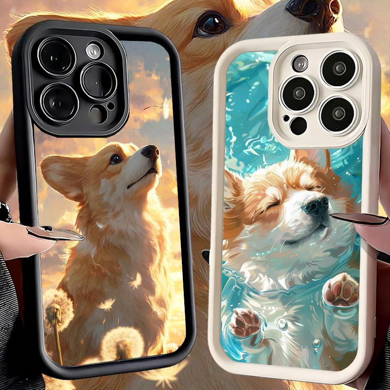 Phone Case for iPhone 17 Air 16E 15 16 Pro Max Corgi Dog Cute Cover 14 Plus 13 12 Mini Soft Shell Silicone Fundas