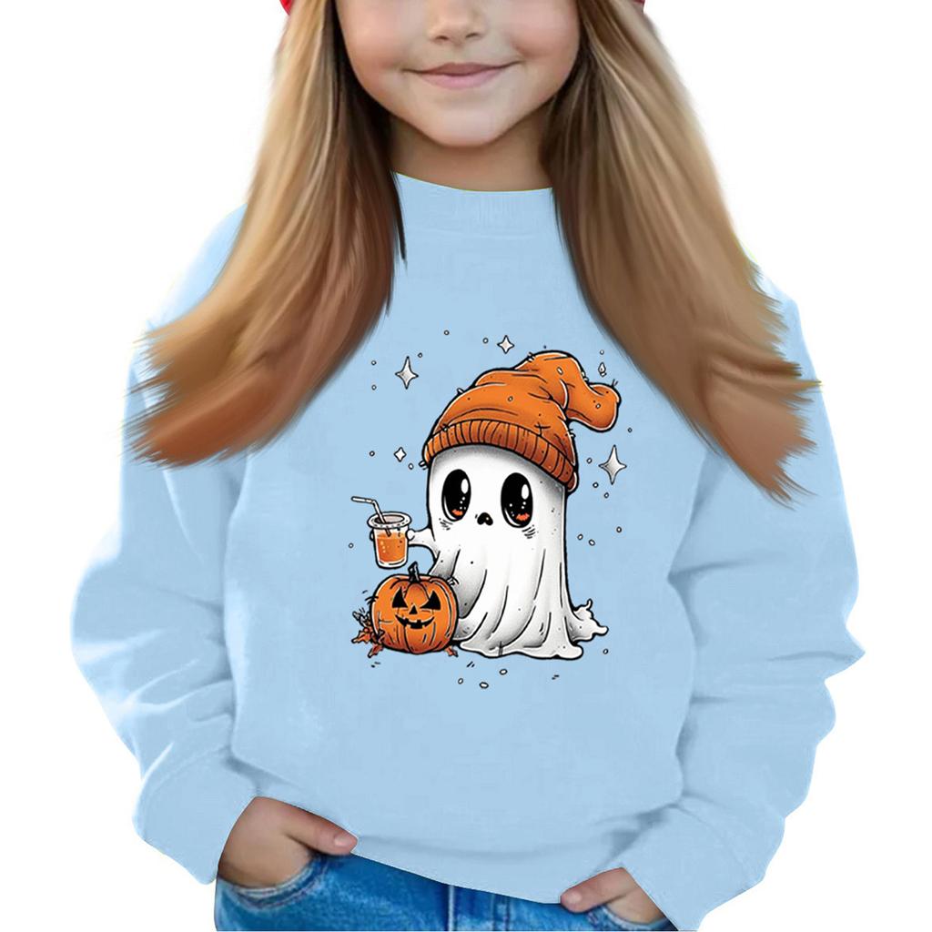 Halloween Day Girls Round Neck Pullovers For Kids Printed Baby Tops