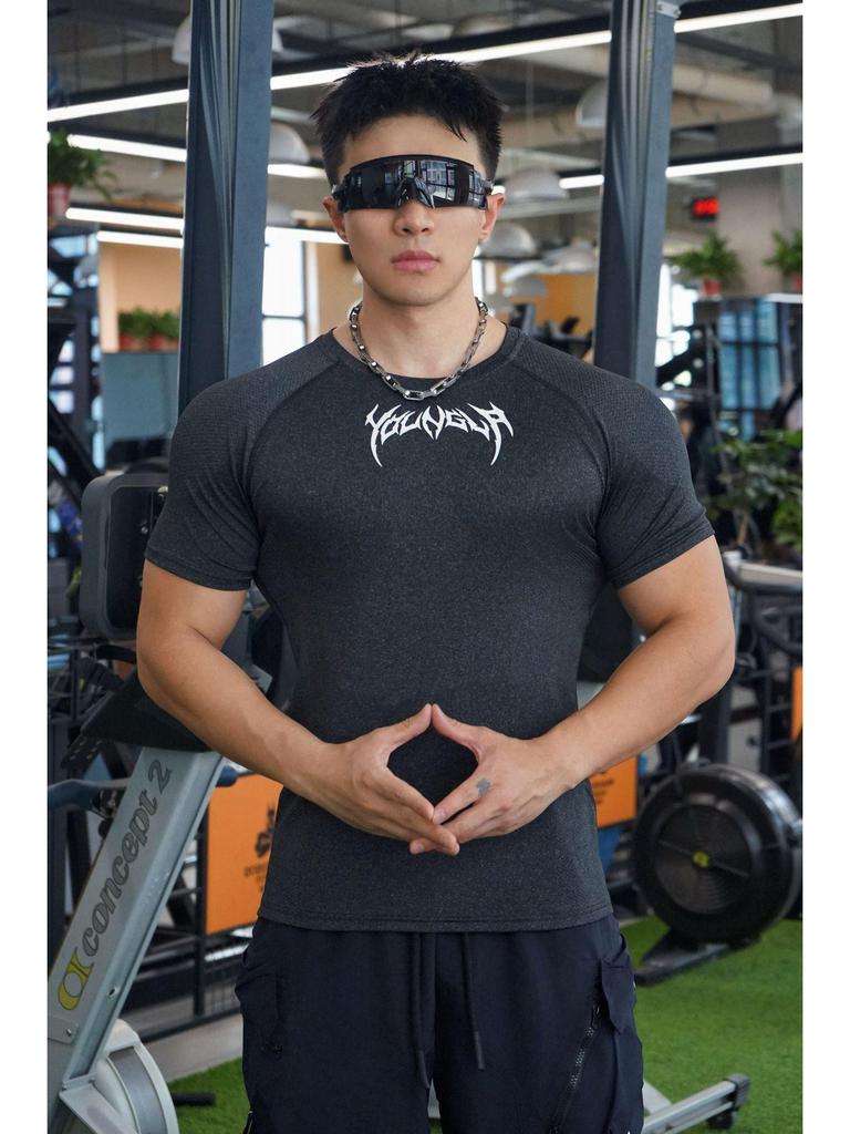 Men's Stretch Cotton Cuffed Short Sleeve Basketball & Running T-shirt