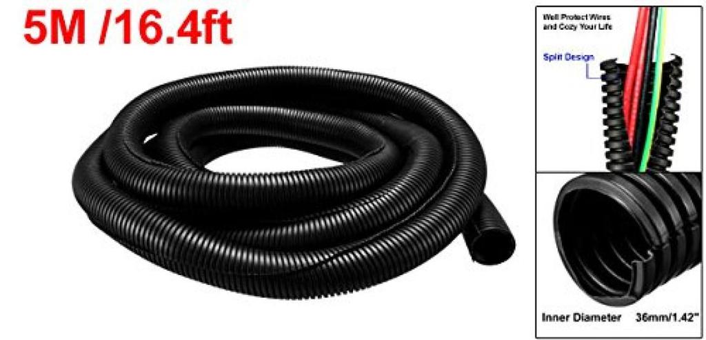 Uxcell Corrugated Tube, Electrical Wiring Tube, Polyethylene, Black, 5m Long, 42.5mm Outer Diameter