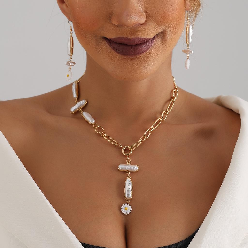 Accessories, Versatile High-End Special-Shaped Imitation Pearl Necklace Women, Splicing Chain Necklace