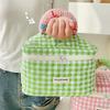 Lovely Grid Design Cosmetics Storage Bag Cloth Zipper Handbag Makeup Bag
