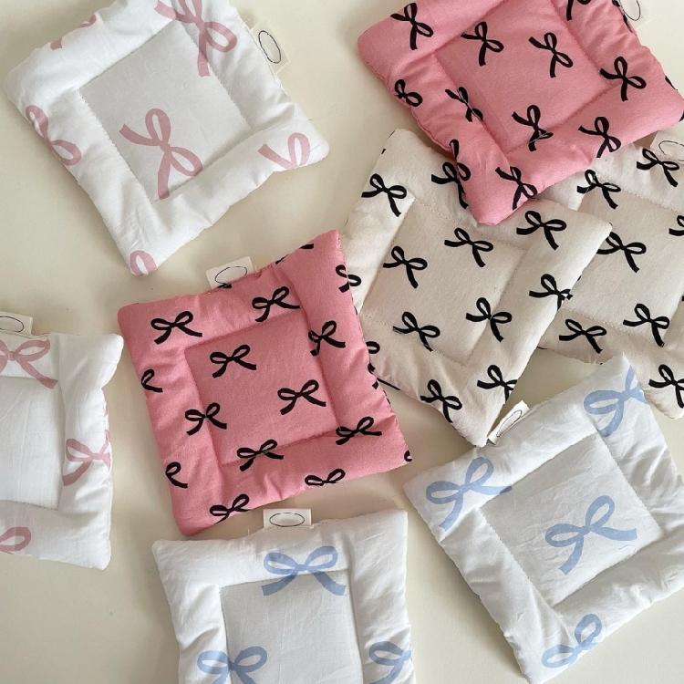 Useful Cotton Bowknot Cup Pad Unique Cup Mats with Bowknot Pattern Delicate Fabric Coaster for Glasswares Protect