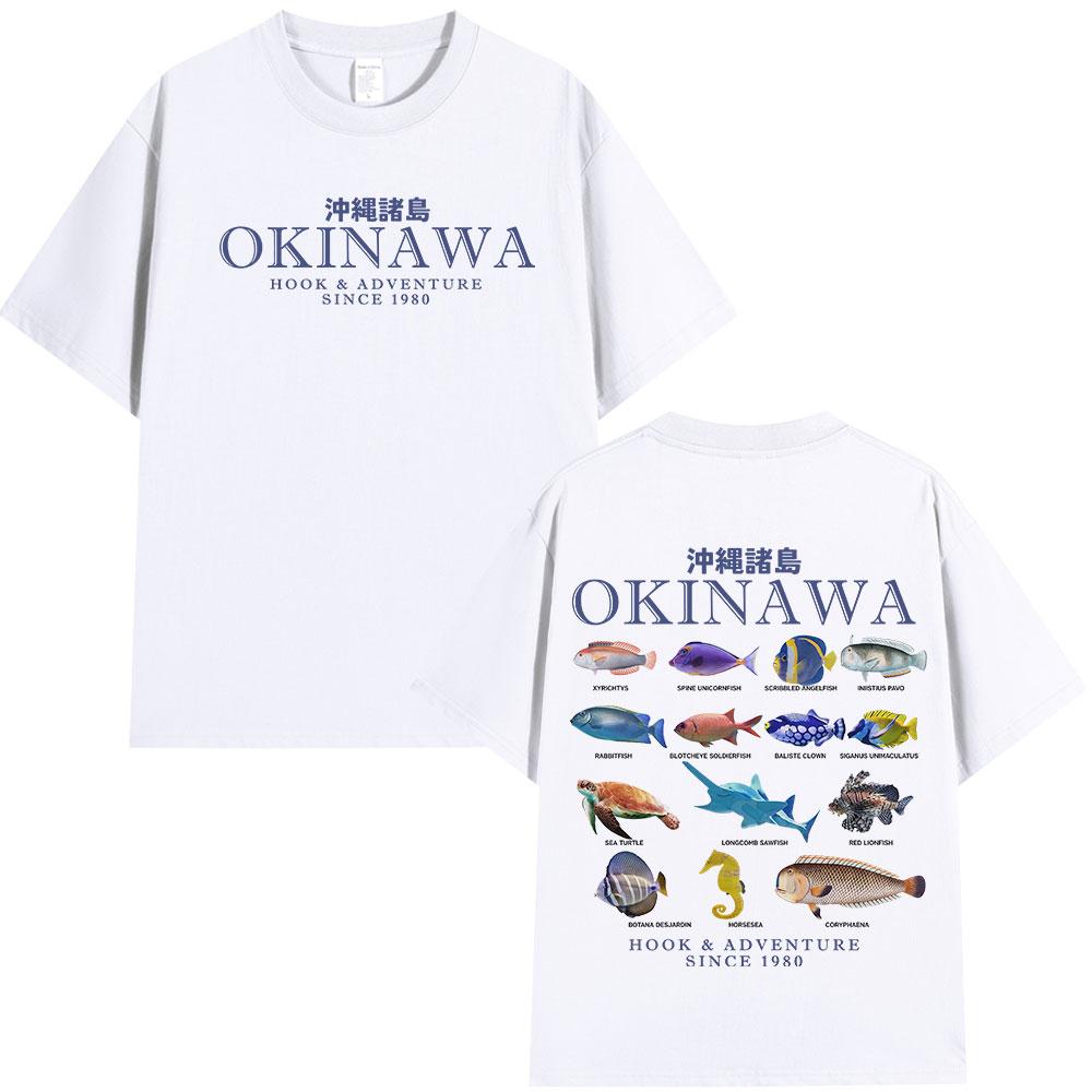 T-shirt Pesci dell'Oceano di Okinawa Vita Marina Stile Giapponese Cotone Casual Manica Corta T-shirt Uomo Donna Magliette alla Moda Top Oversize