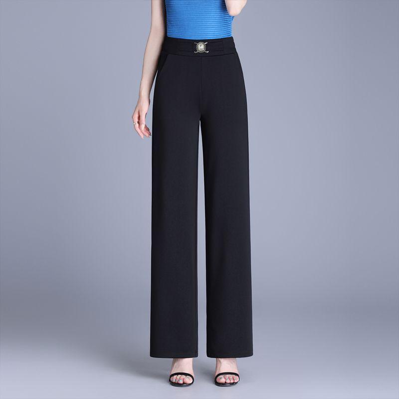 Women's Plus-Size High-Waisted Slim-Fit Pants: Flattering Straight-Leg Design for Spring & Autumn
